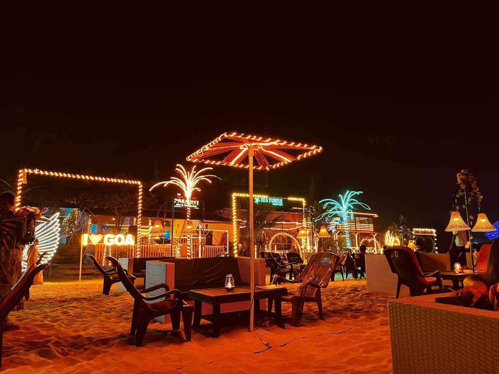 Night city lights/Goa Beach