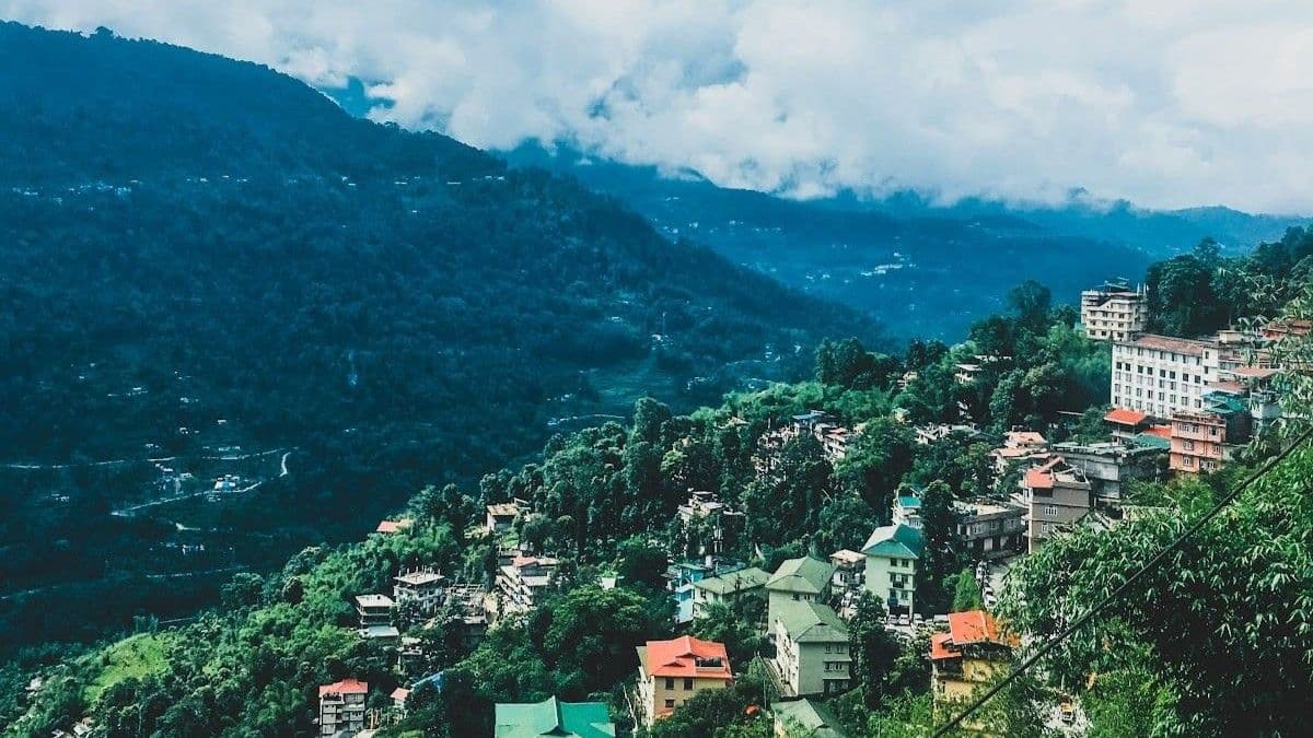 Houses on top of mountain