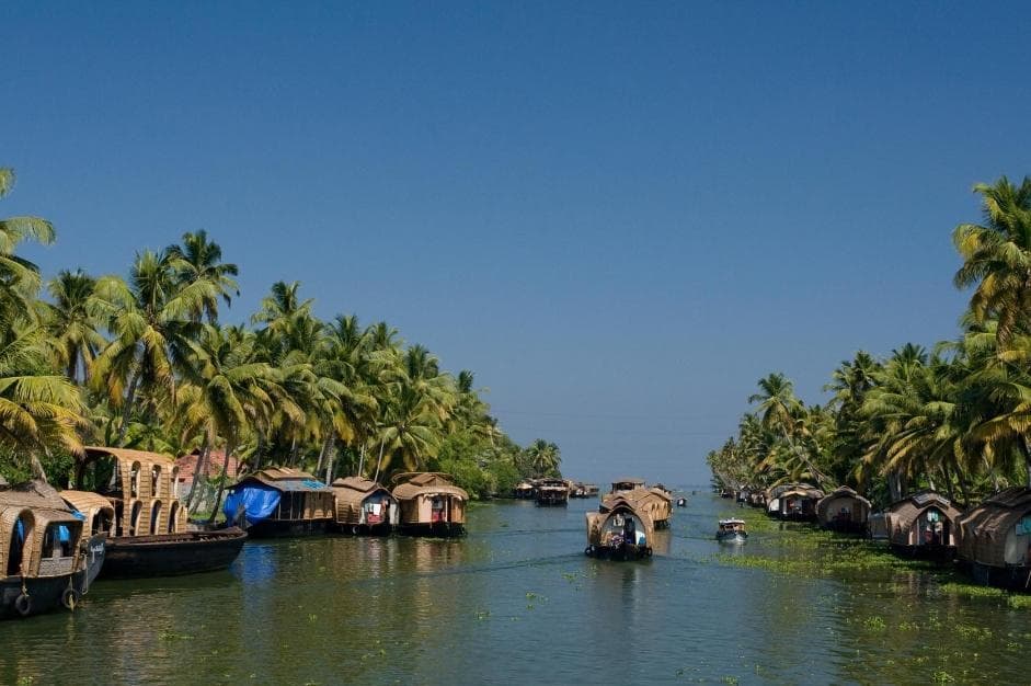 The backwaters of Kerala with houseboats