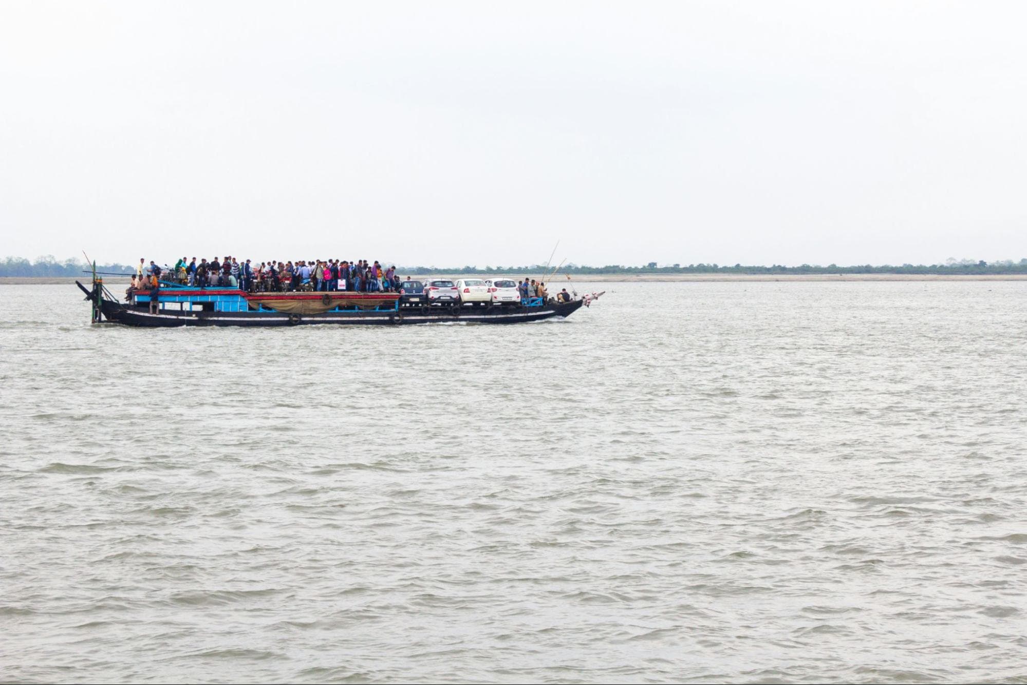 Ferry caring people towards Majuli
