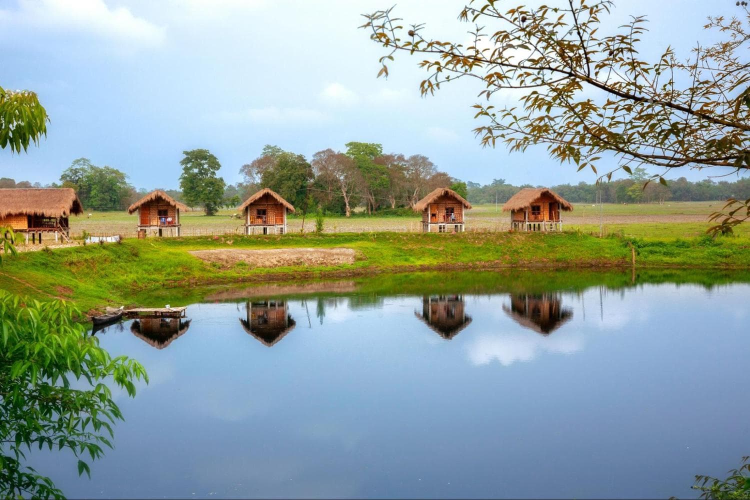 Chang Ghars by the Brahmaputra River