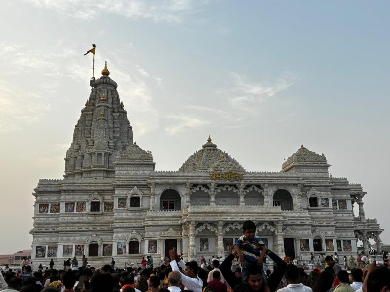 Prem Mandir is a stunning white marble temple in Vrindavan, Mathura